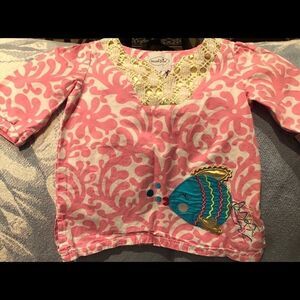 NWOT Mud Pie Girls 18M 3/4 Sleeve V-Neck Shirt